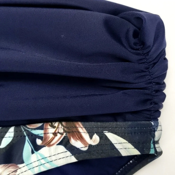 Quint Soul Exuma Navy  Floral Mid & Hi Rise Bikini Bottom Full Rear Size XL - Picture 8 of 15